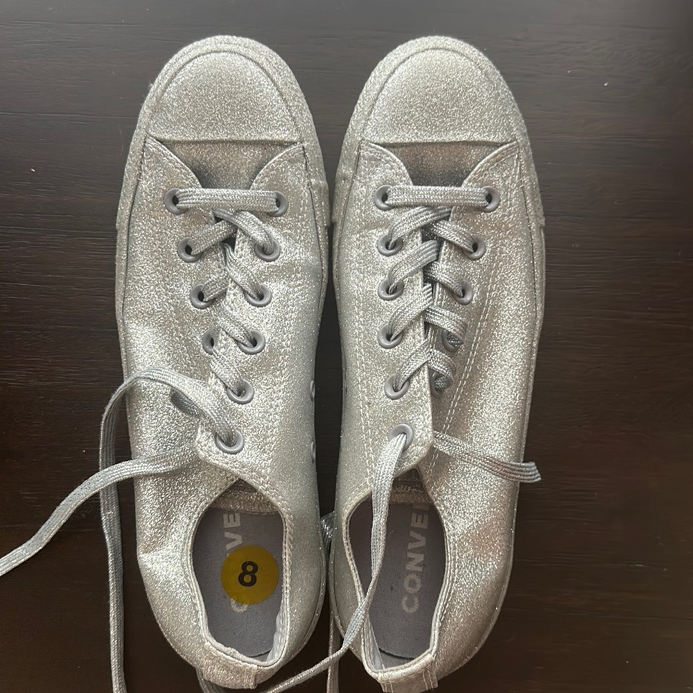 Unisex silver glitter converse
